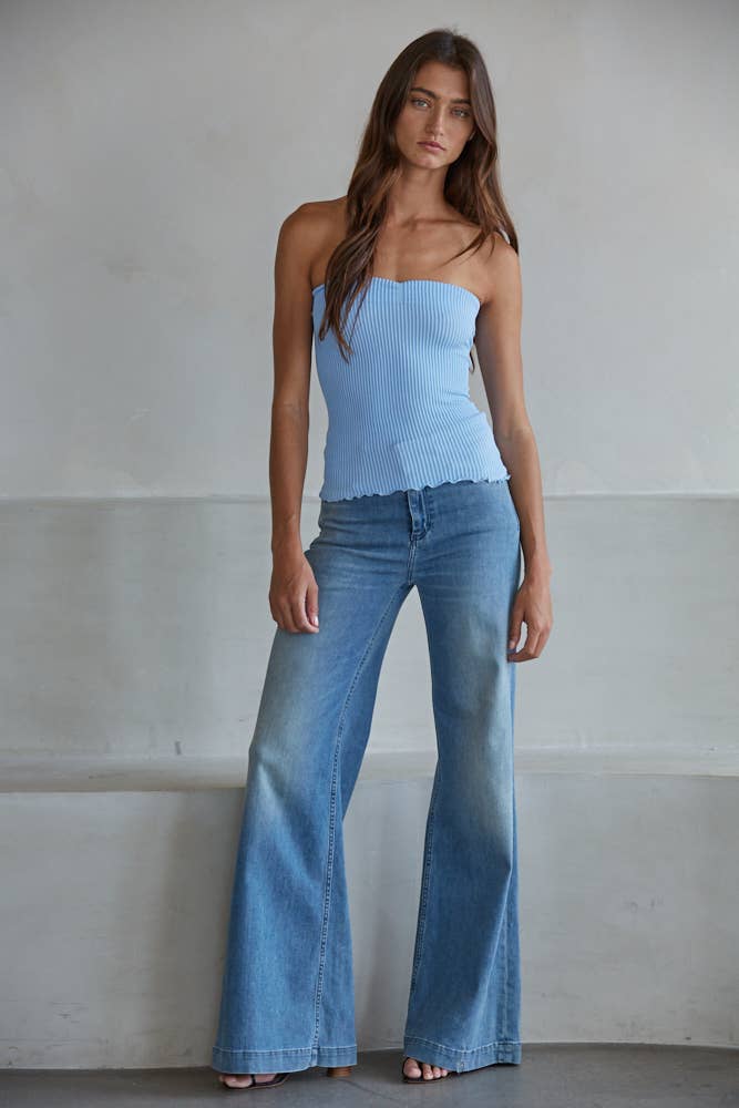 S1188N | Sweetheart Neckline Seamless Ribbed Tube Top