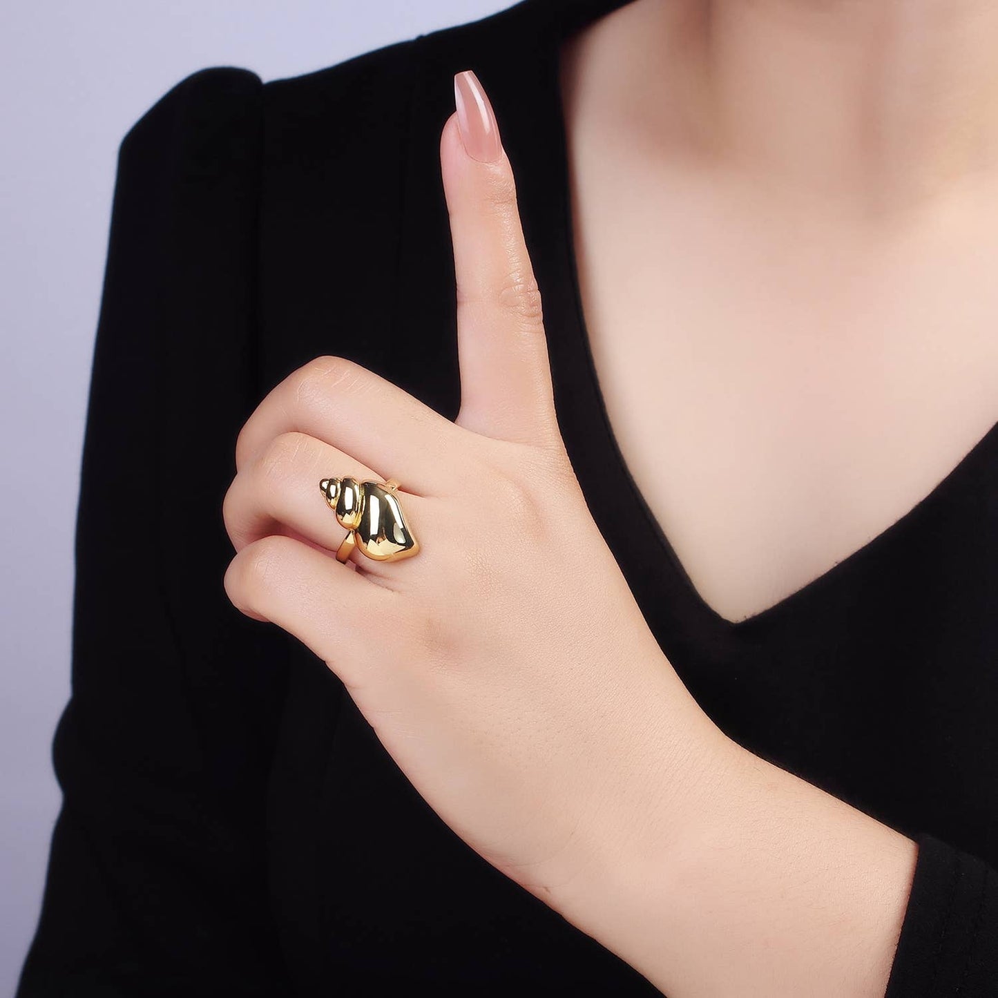 The Sebastian Gold Trumpet Clam Shell Beach Adjustable Ring