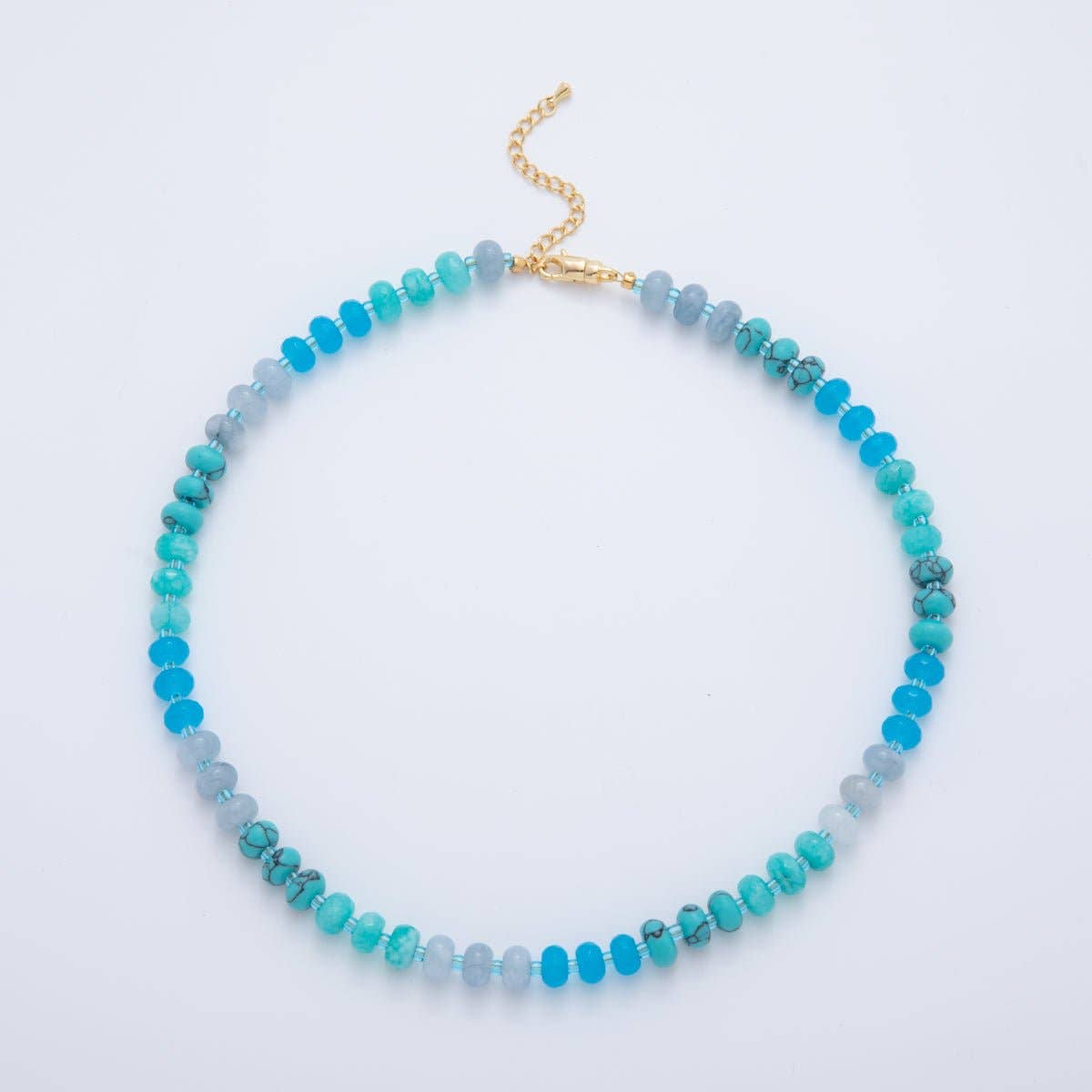 18K Gold Filled Splashed Earth & Sky Toned Color Colorful Gemstone Beaded Necklace 17.3 Inch with Extender | WA3302 - WA3315