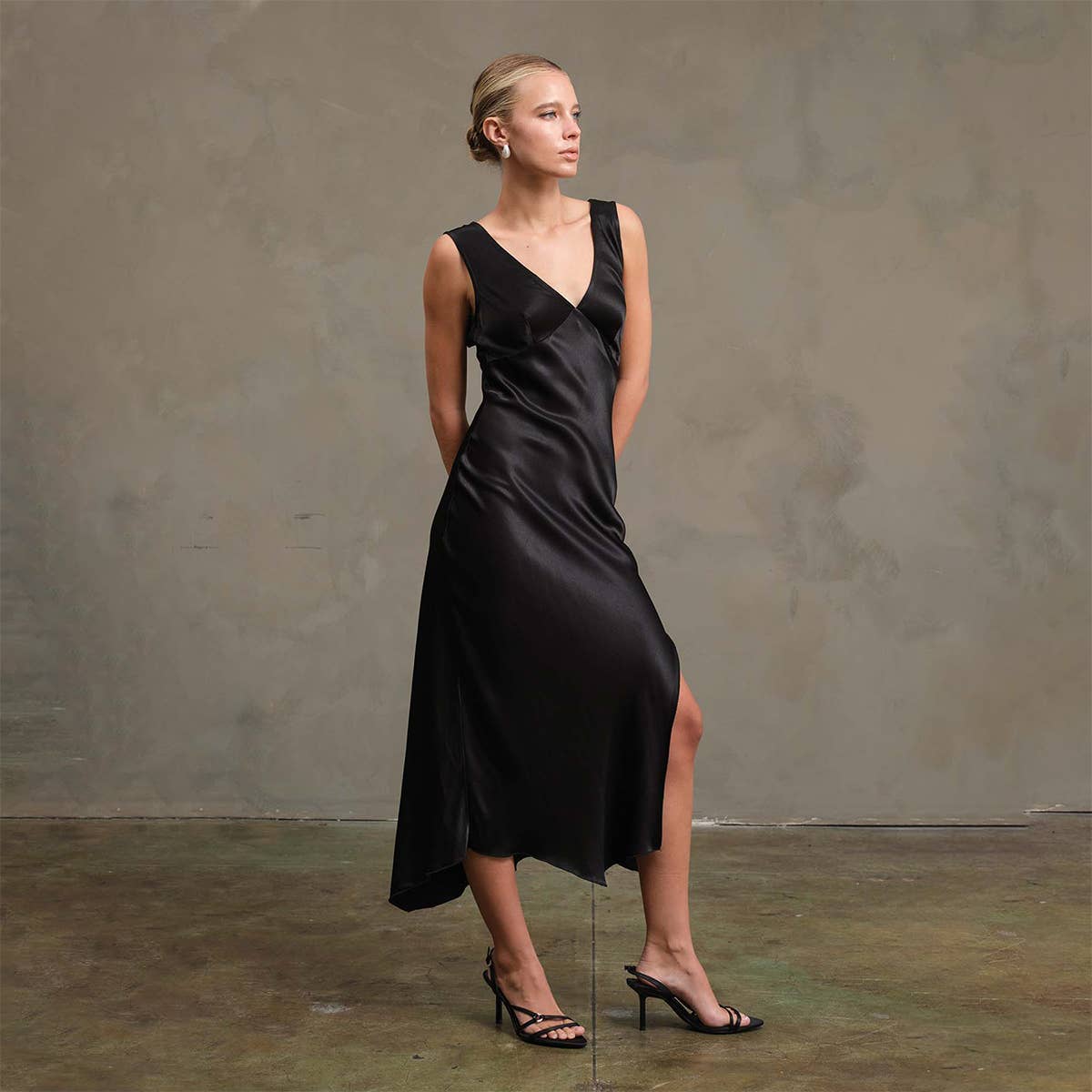 Side Slit Satin Dress - RD1010