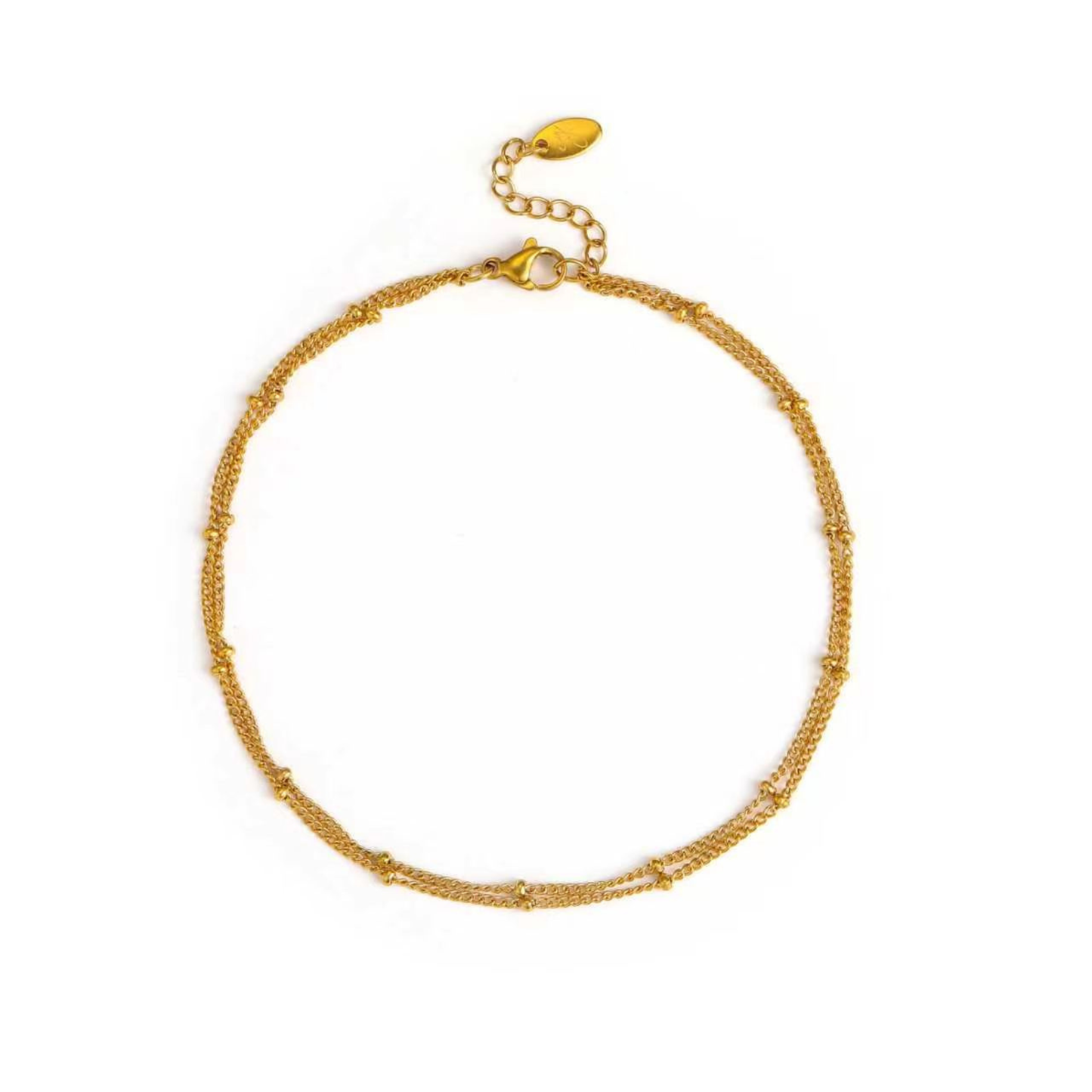 Double Layer Ball Chain Anklet - Tarnish & Water Resistant