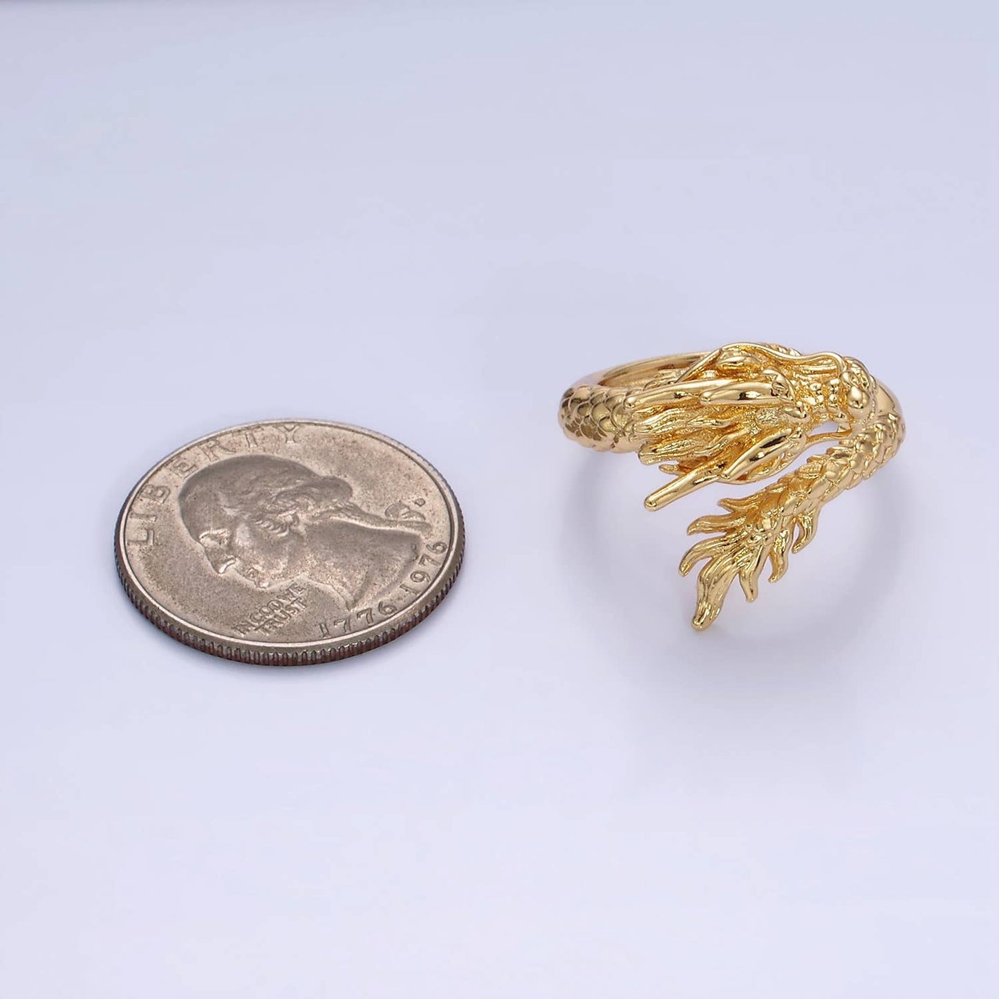 14K Gold Filled Artisan Scaled Dragon Wrap Ring | O1360