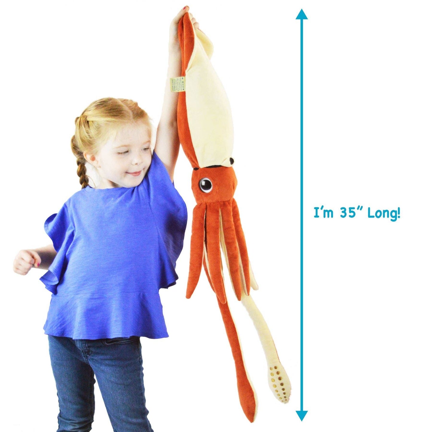 Shubert The Squid | 34 Inch Stuffed Animal Plush | By TigerH