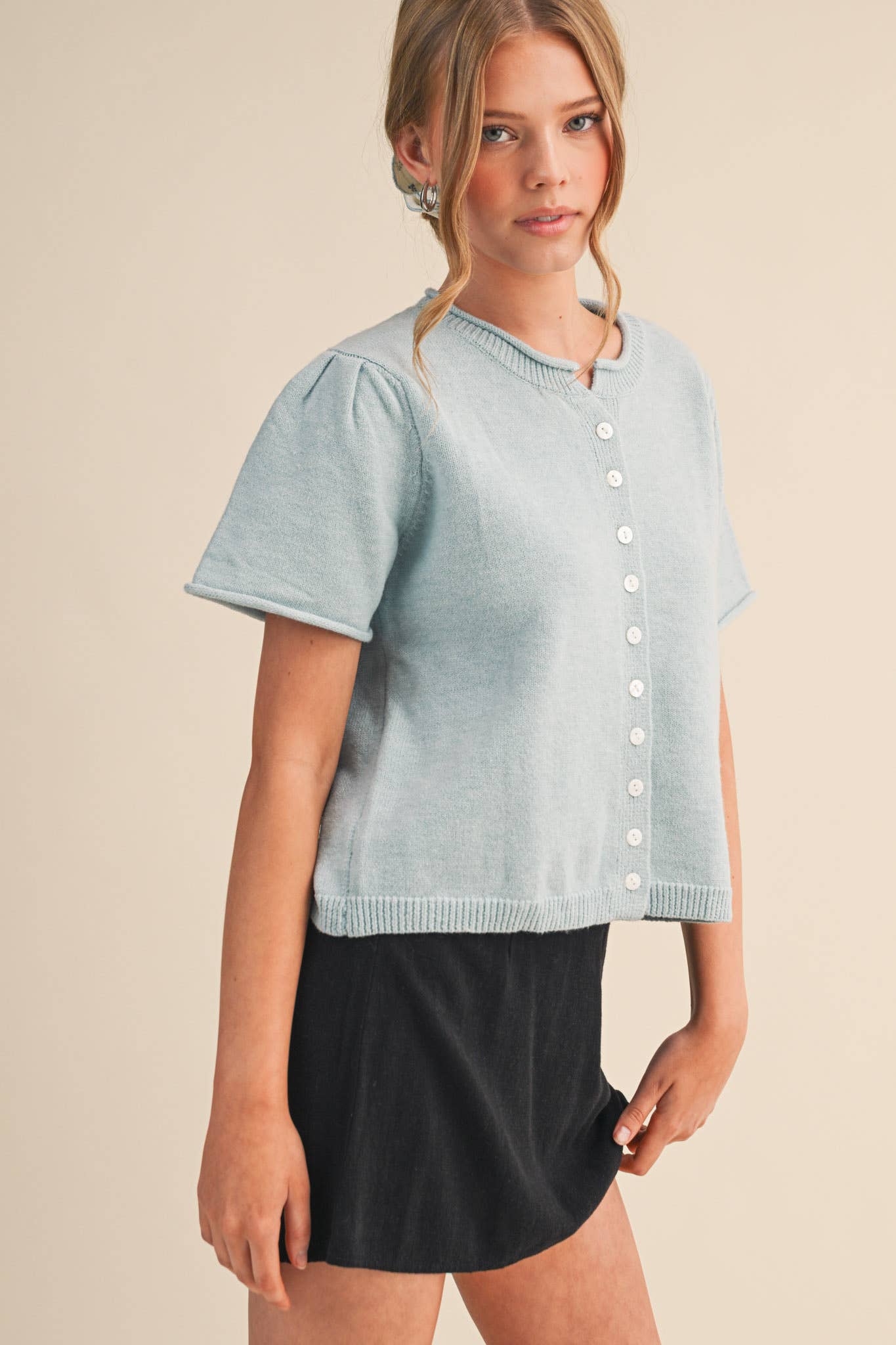 SHORT SLEEVE SWEATER CARDIGAN MSW11297