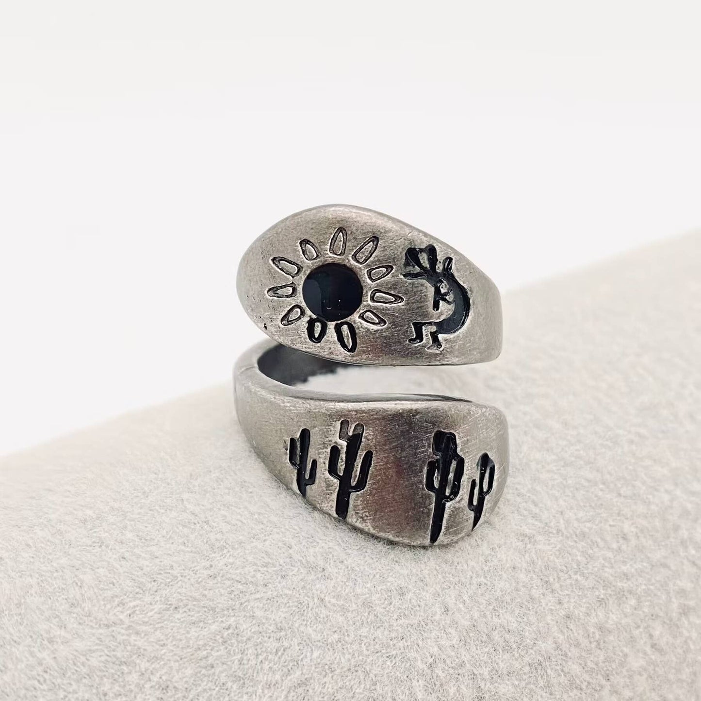 Vintage Ring Desert Night Cactus Ring