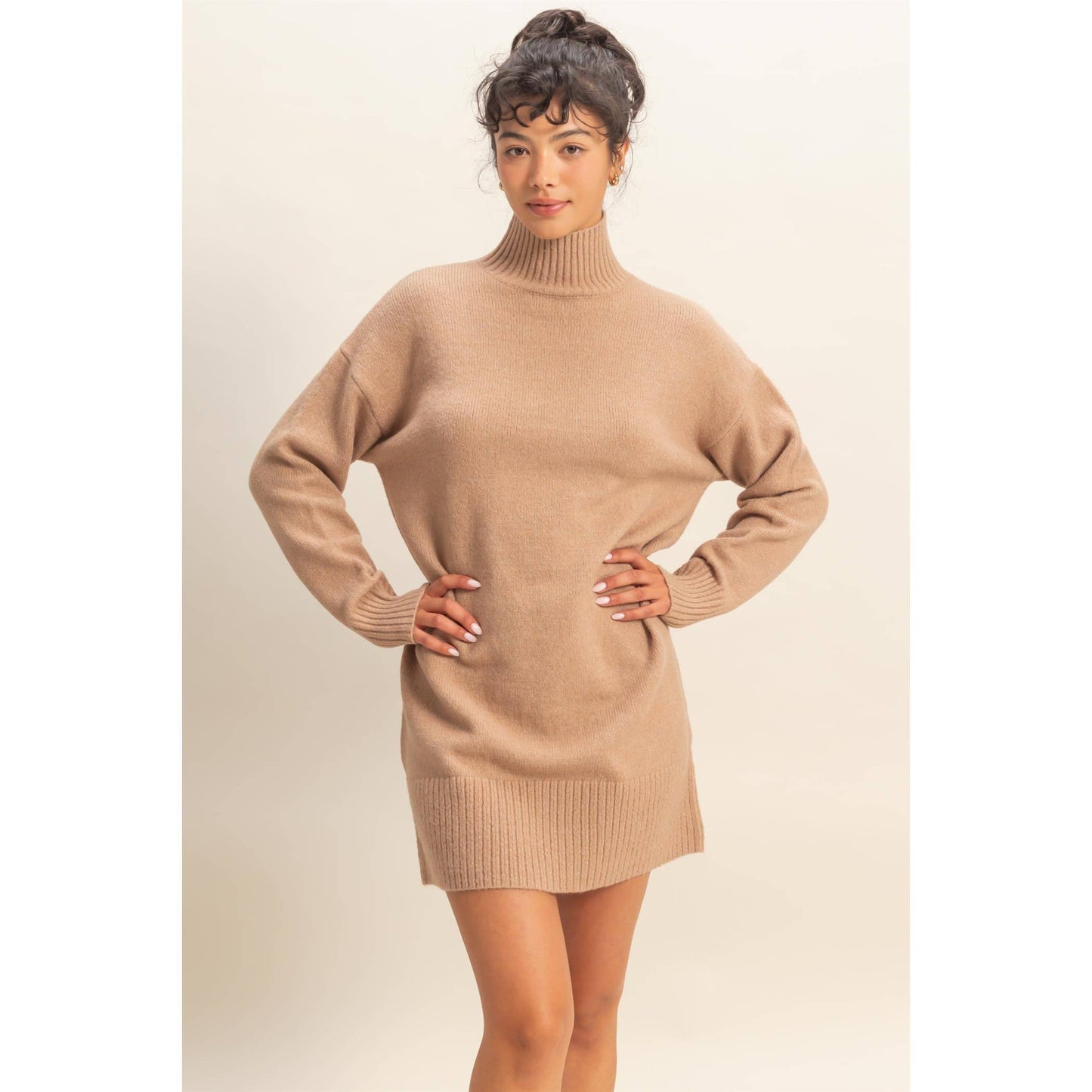 High Neck Sweater Mini Dress