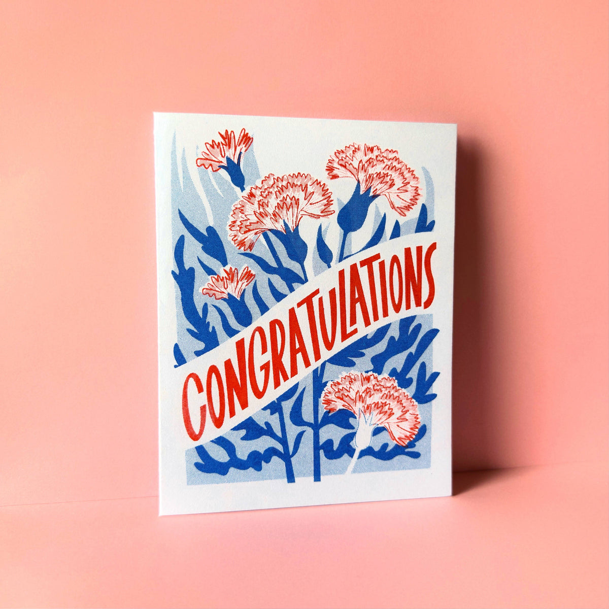 Congratulations Carnations Risograph Greeting Card