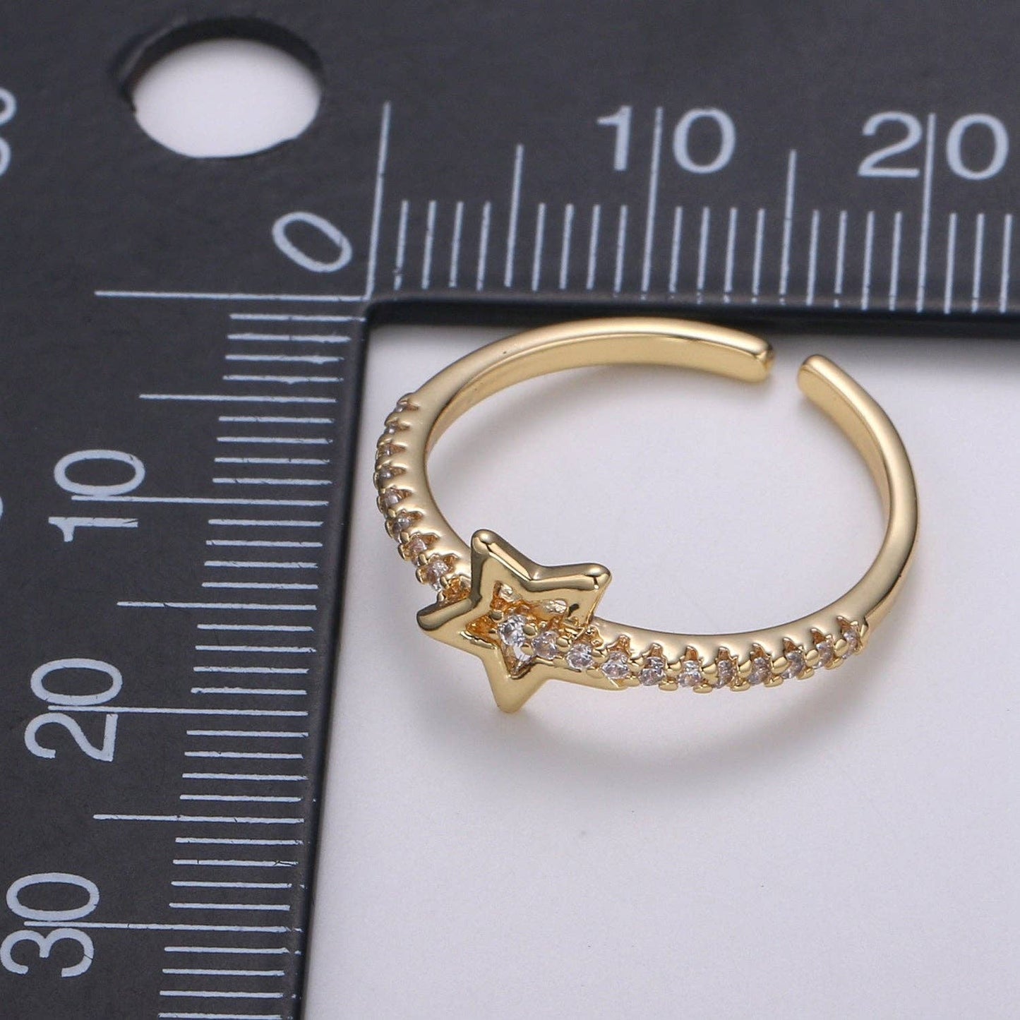 1pc Star of the Universe 18k Gold Ring, CZ Milky way Adjustable Gold Ring, Simple Ring, Circle Ring R490