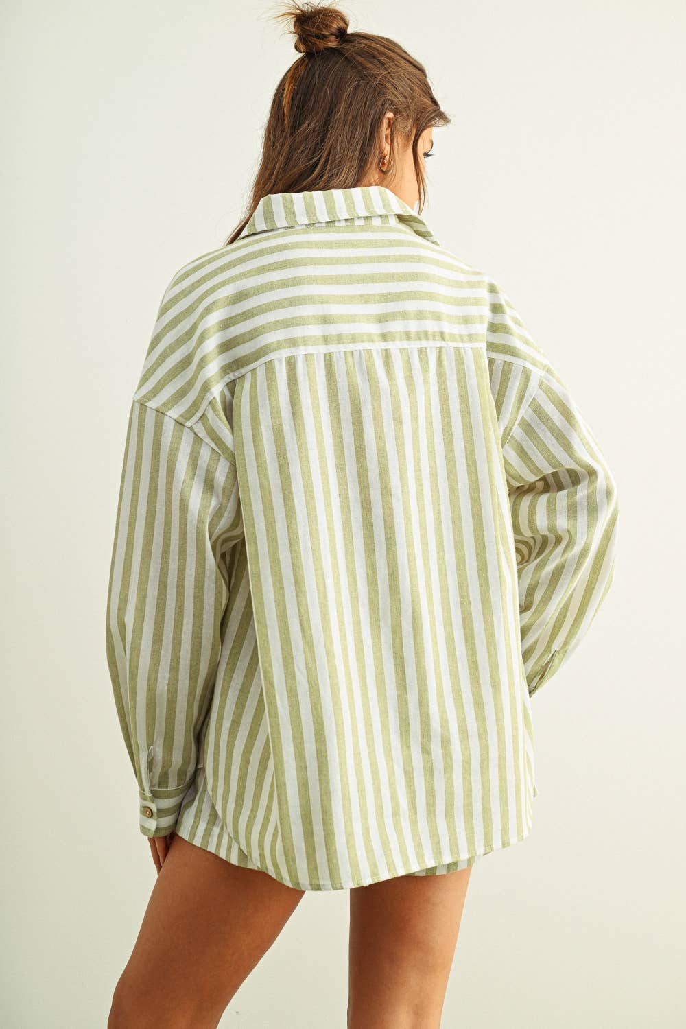 T6383ST   STRIPED BUTTON DOWN LINEN SHIRTS