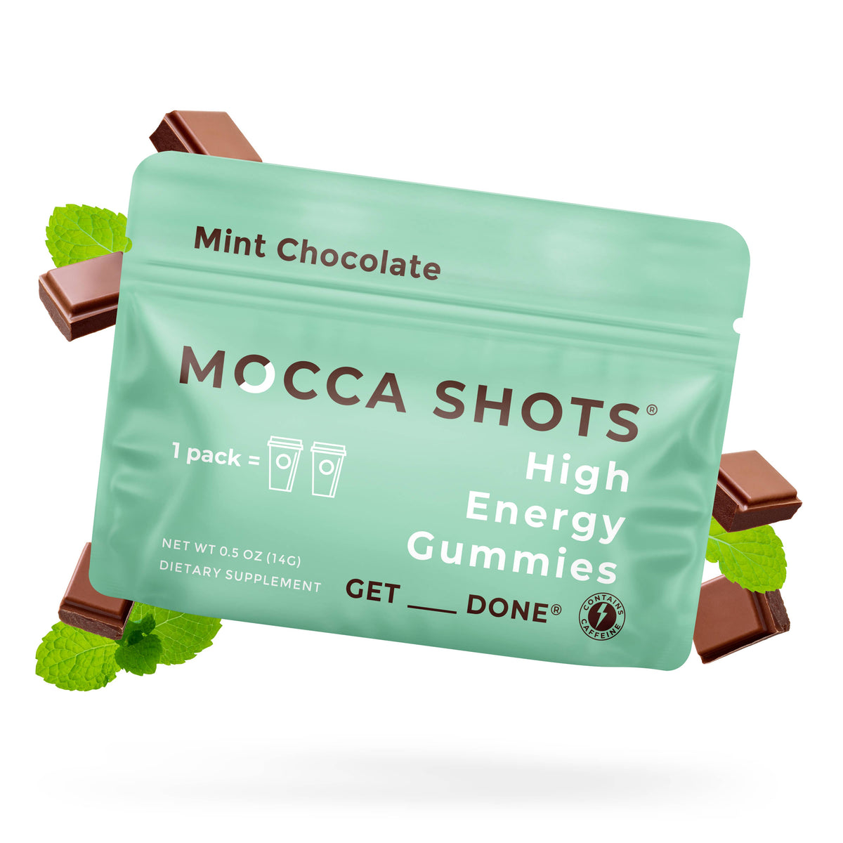 Mocca Shots Mint Chocolate Caffeine Gummy | 2-pack
