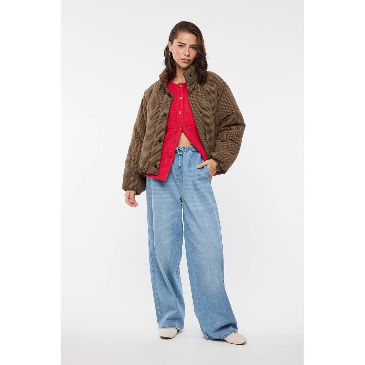 GINGHAM PUFFER JACKET / WL25-11019