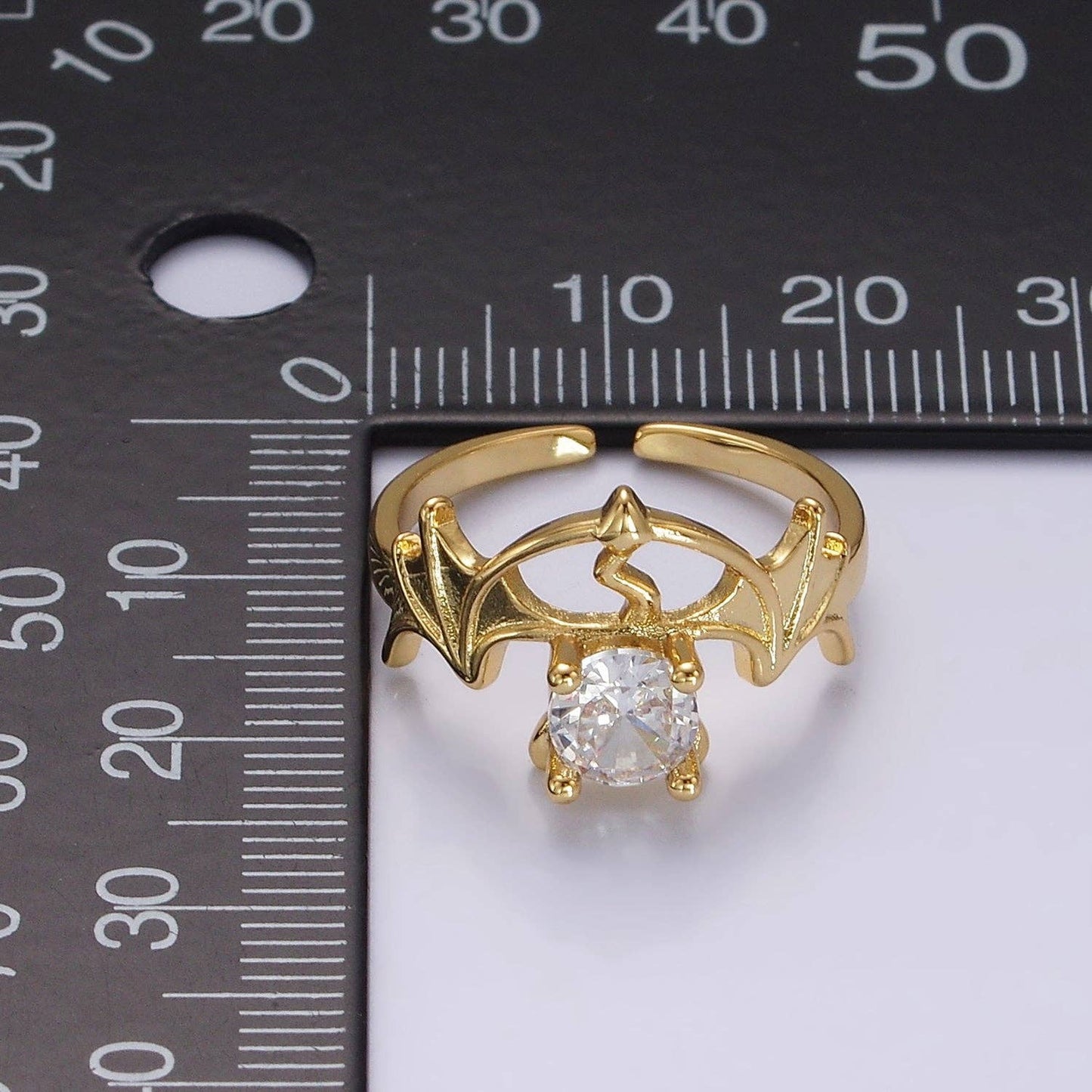 14K Gold Filled Clear CZ Devil Bat Wings Ring | O1056