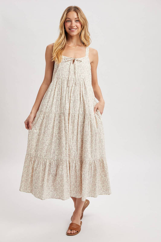 FLORAL TIERED MIDI DRESS / WL25-12191