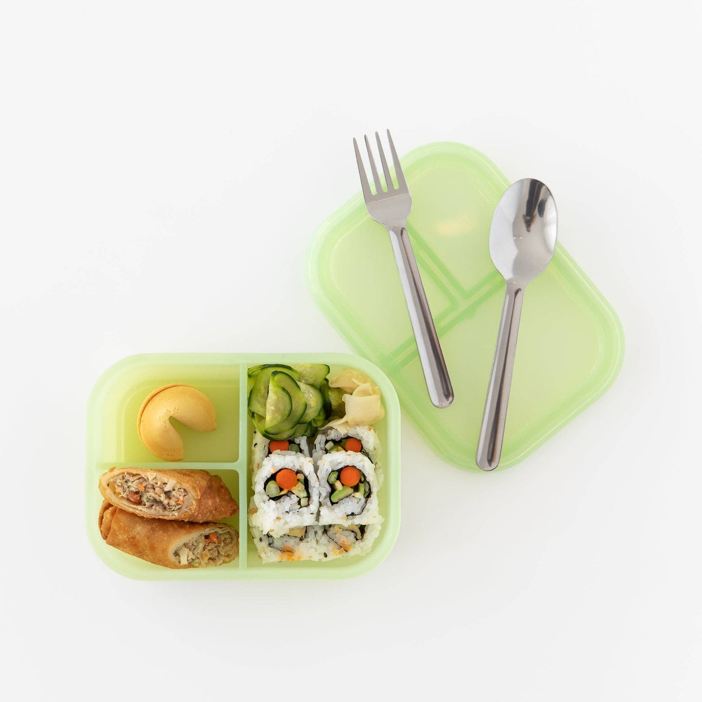 Silicone Bento Box 3 Section: Green Jelly