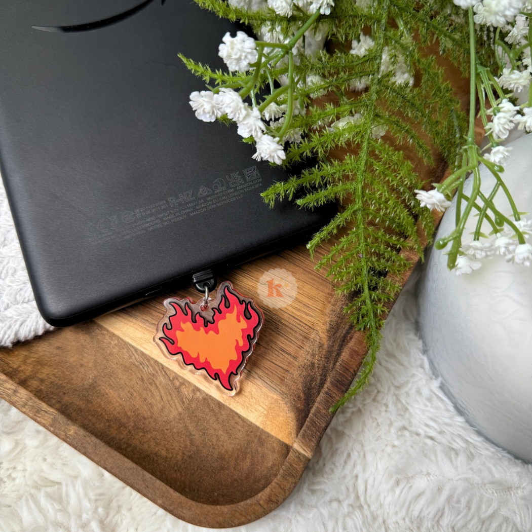 Fire heart Fantasy Kindle Charm, Kobo Kindle Accessories