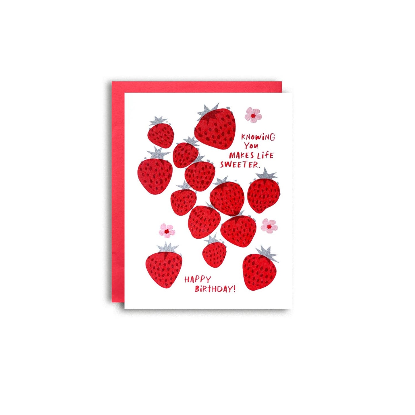 Sweet Strawberry Birthday - Risograph Greeting Card
