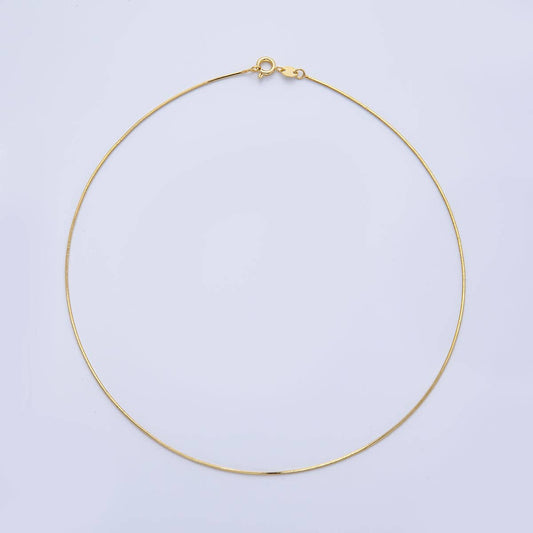 18K Gold Filled 1mm Minimalist Snake Chain 15.16 Inch Choker Necklace | WA-3992