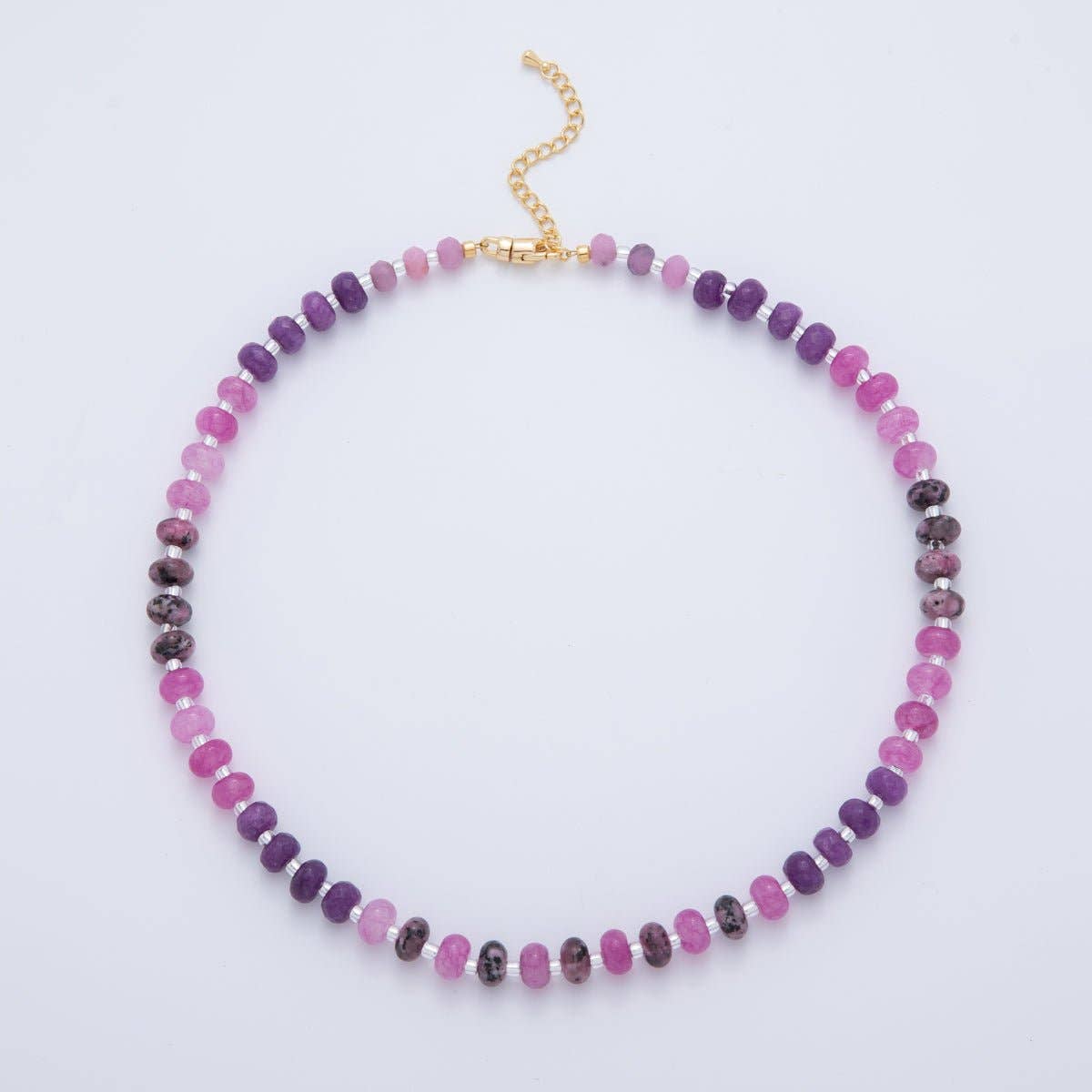 18K Gold Filled Splashed Earth & Sky Toned Color Colorful Gemstone Beaded Necklace 17.3 Inch with Extender | WA3302 - WA3315