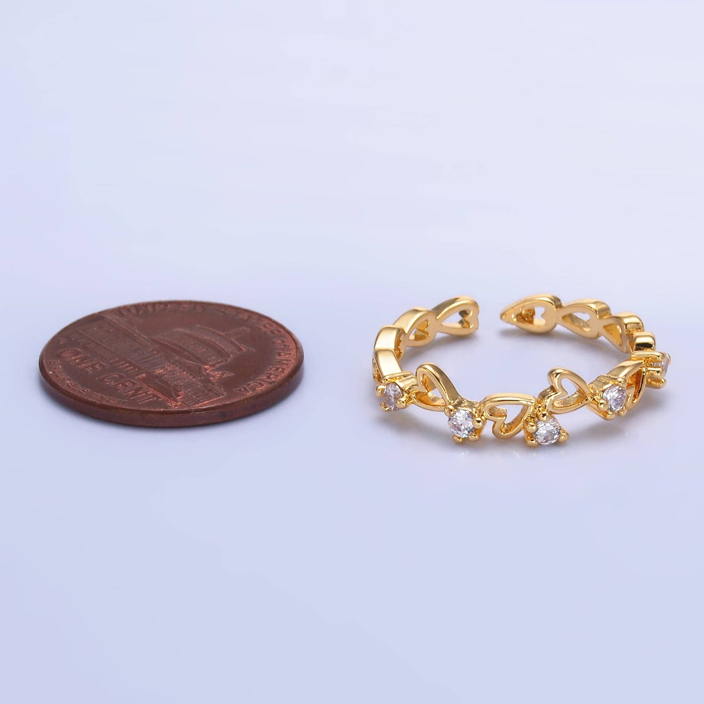 Dainty Open Heart Ring in Gold with Micro Pave Cz Stone