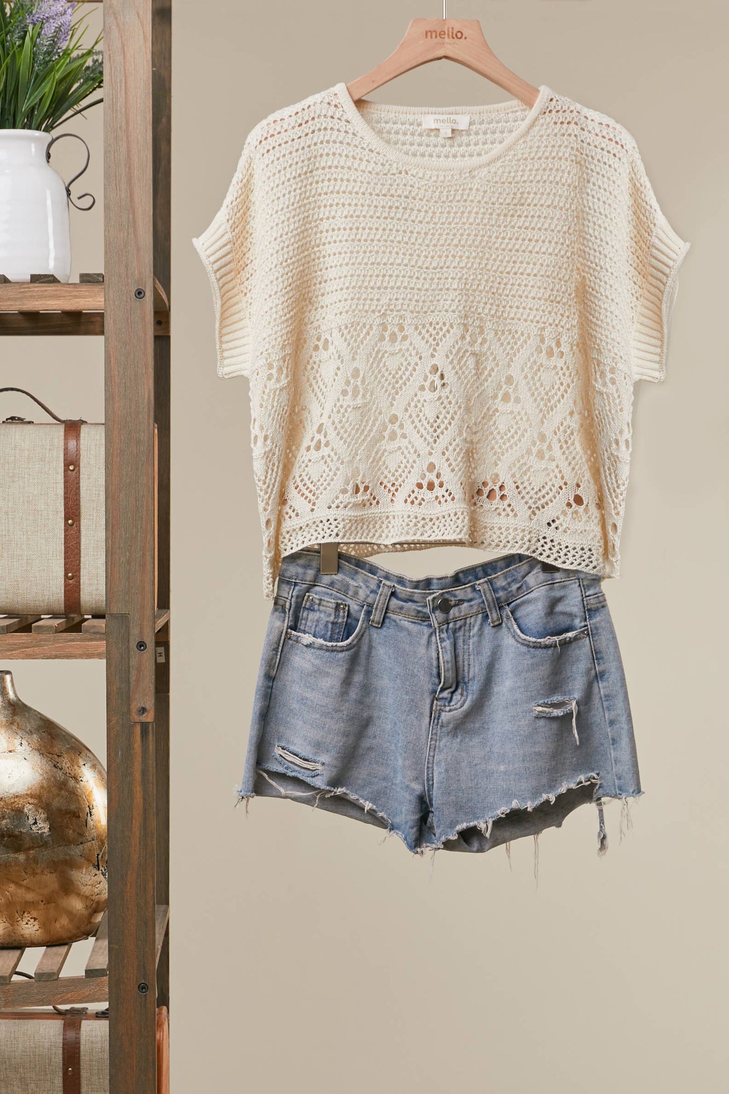 Floral Detail Crochet Boho Top
