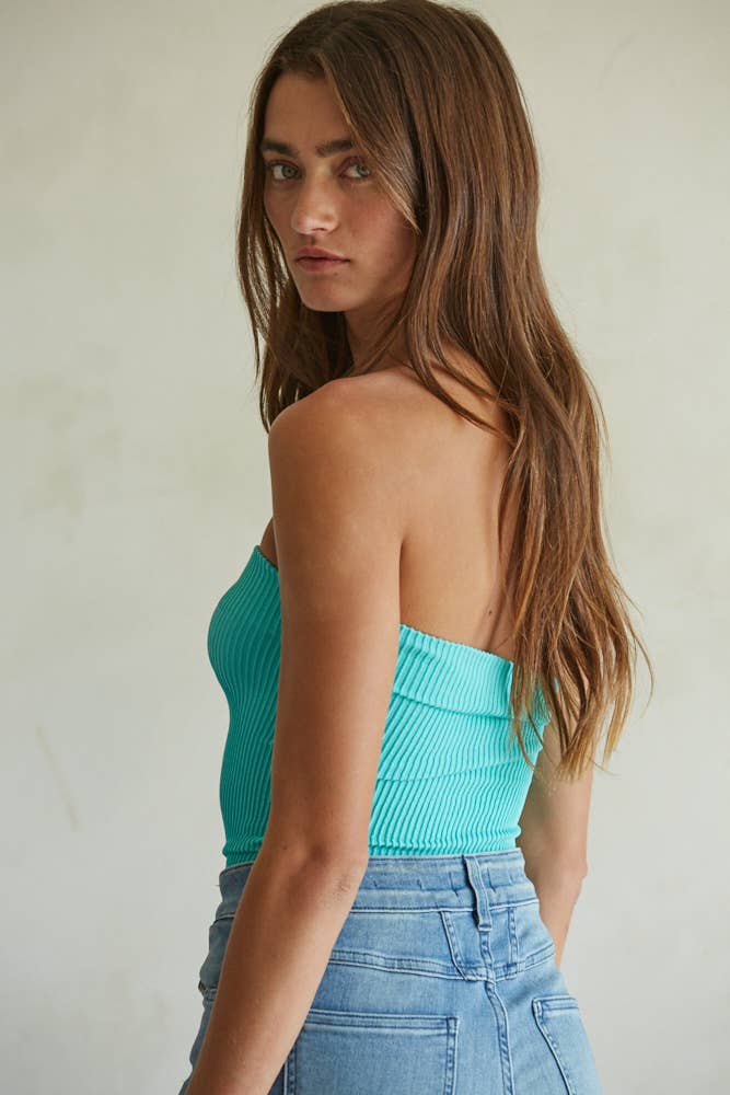 S1188N | Sweetheart Neckline Seamless Ribbed Tube Top