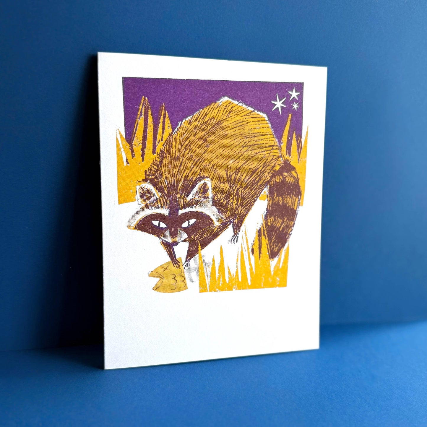 Backyard Buddy - Raccoon  - Risograph Everyday Card