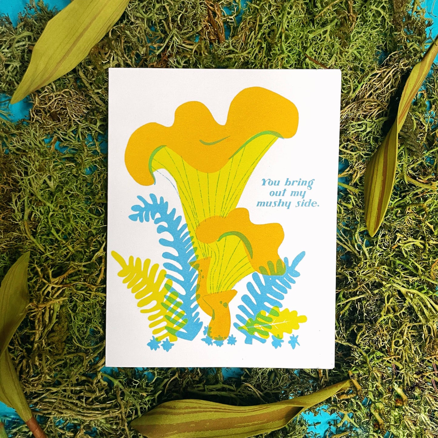 Mushy Love - Mushroom Risograph Greeting Card