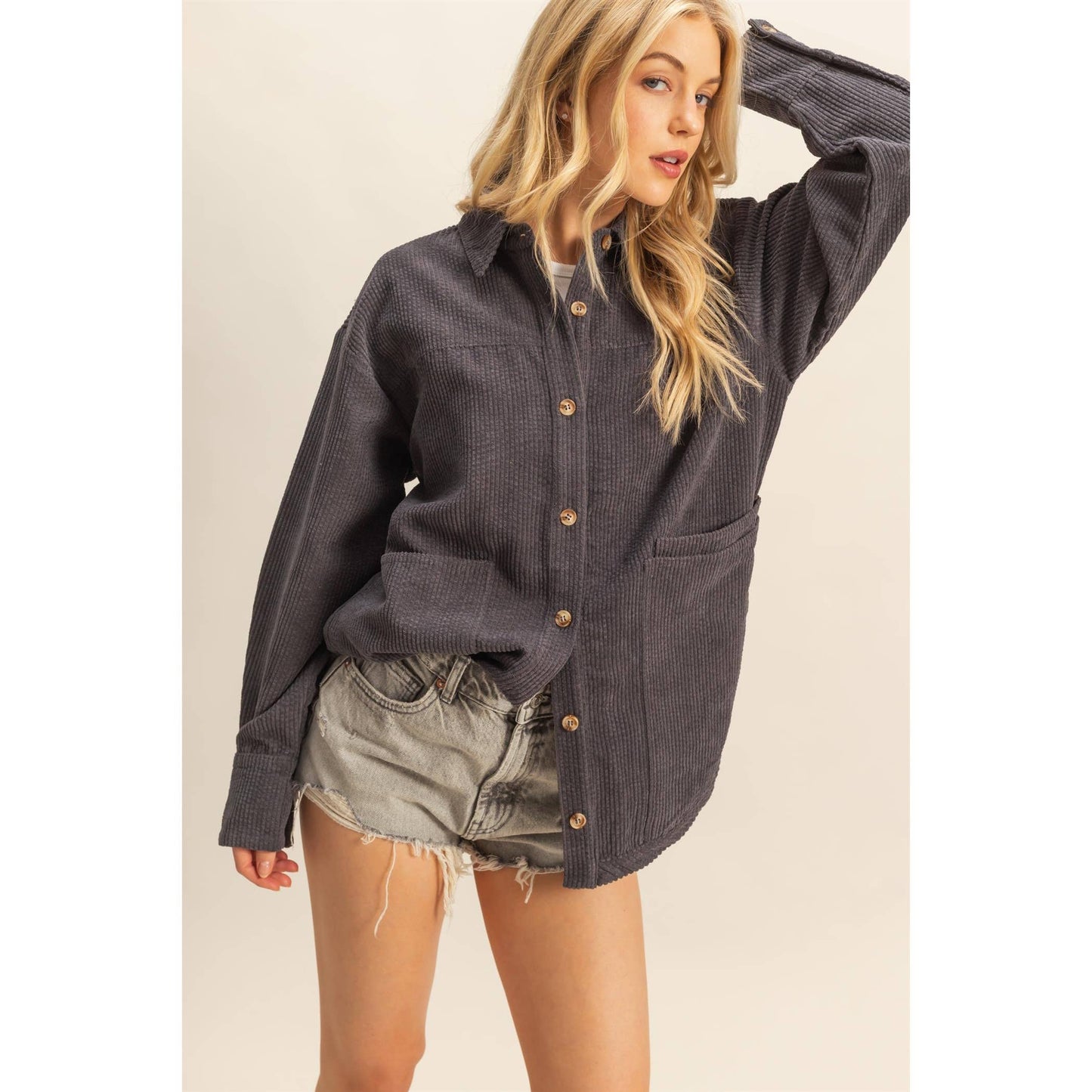 Classic Corduroy Shacket With Pockets