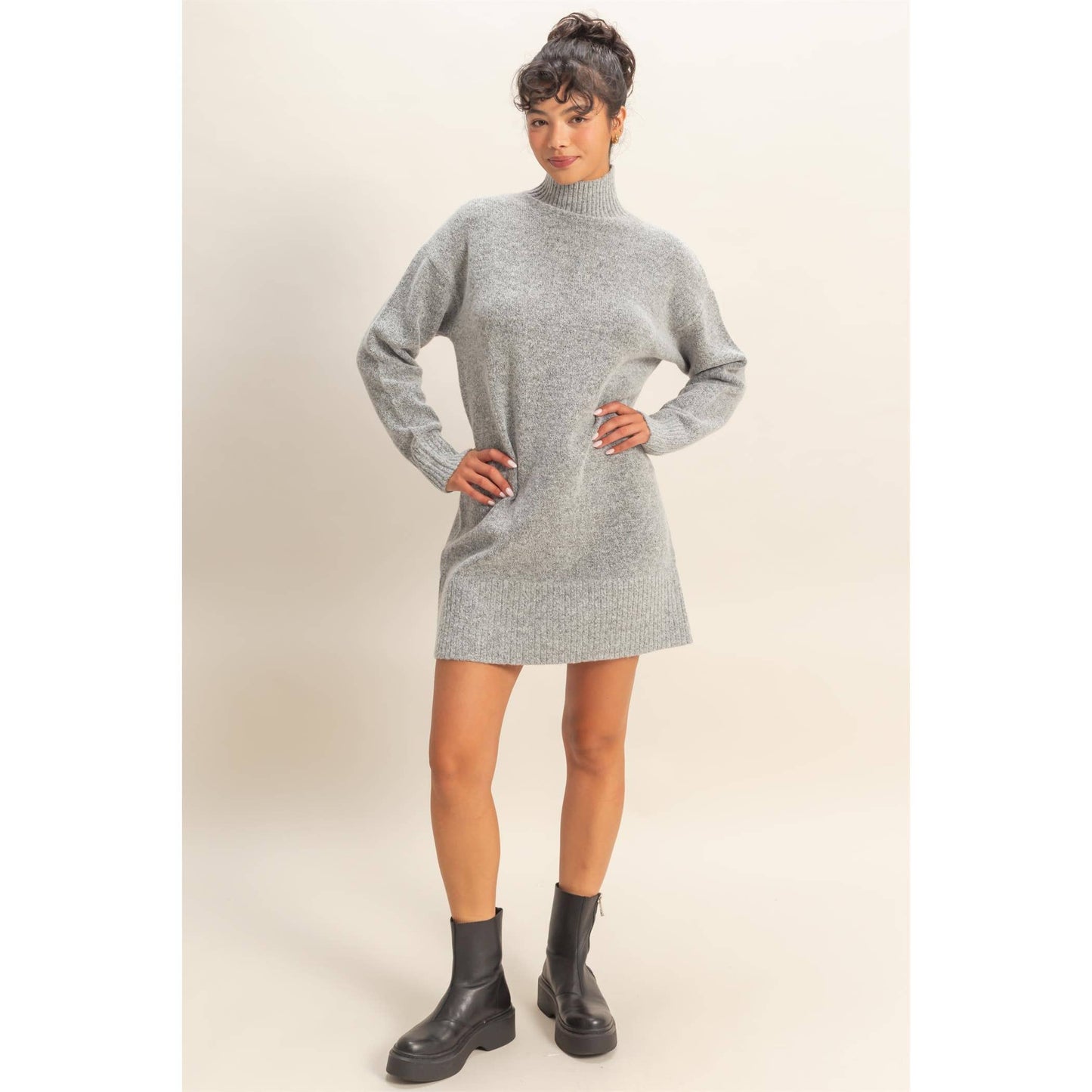 High Neck Sweater Mini Dress