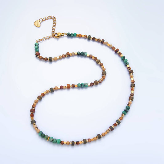 14K Gold Filled Turquoise Citrine Beaded Necklace | WA-2647