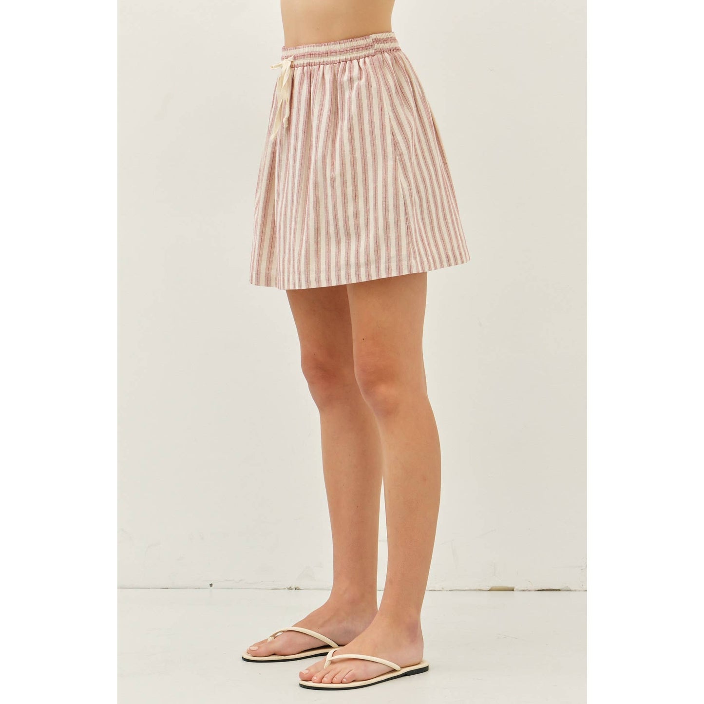 STRIPE MINI SKIRT WITH ELASTIC BAND AND POCKETS