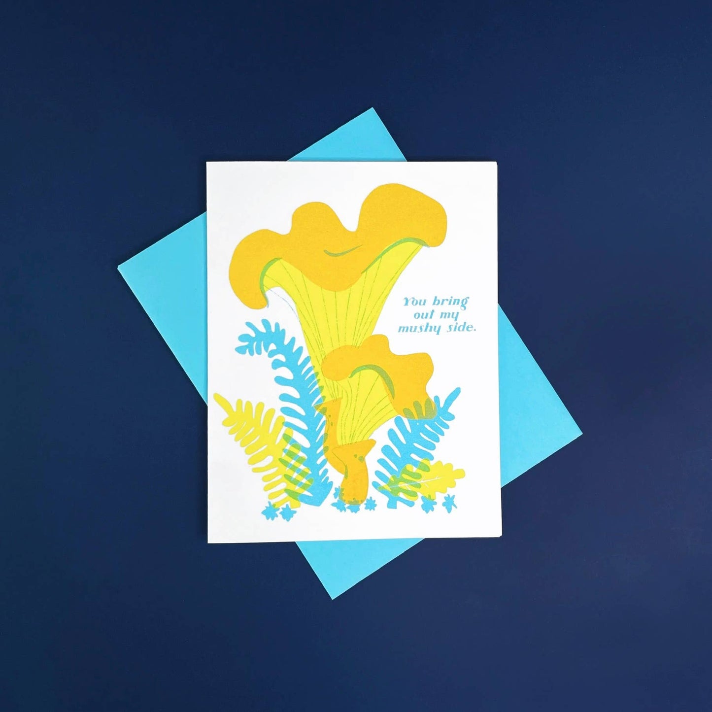 Mushy Love - Mushroom Risograph Greeting Card