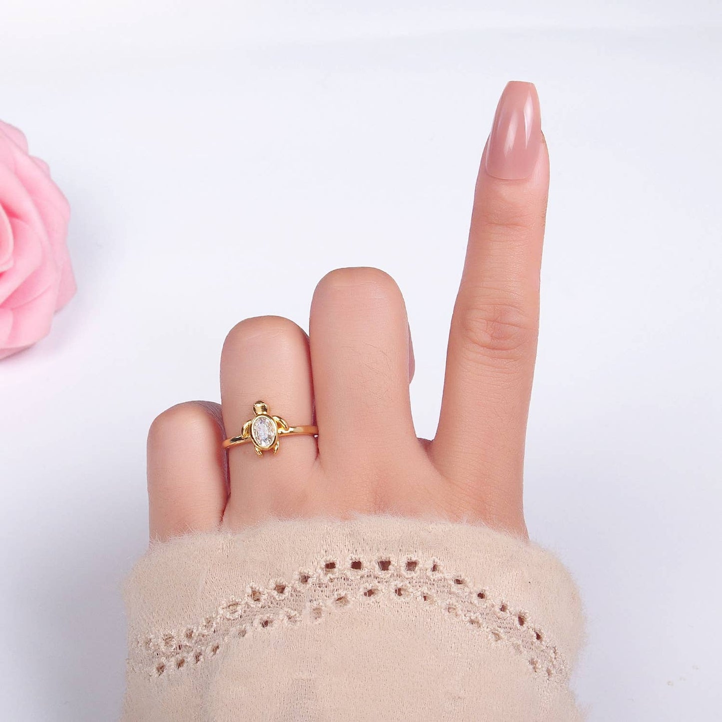 24K Gold Filled Baby Turtle Animal Ring | U-412