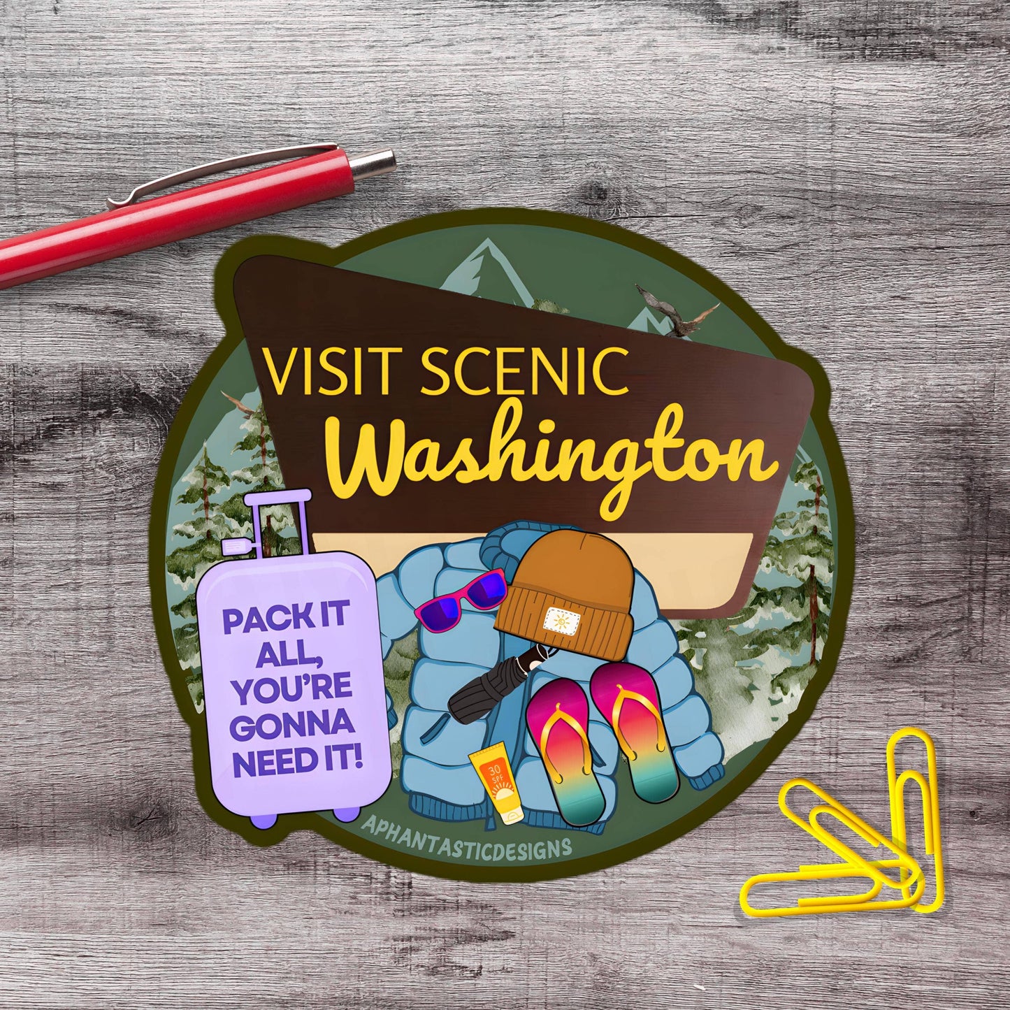 Visit Scenic Washington PNW Vinyl Sticker