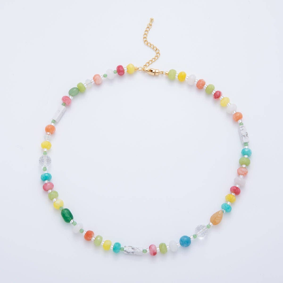 18K Gold Filled Splashed Earth & Sky Toned Color Colorful Gemstone Beaded Necklace 17.3 Inch with Extender | WA3302 - WA3315