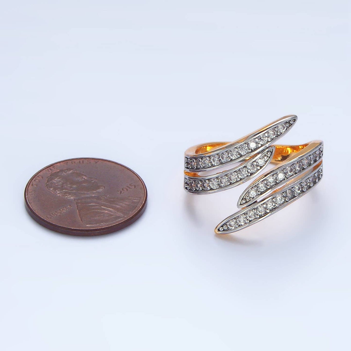 24K Gold Filled CZ Multiple Band Wrap Ring | O1420