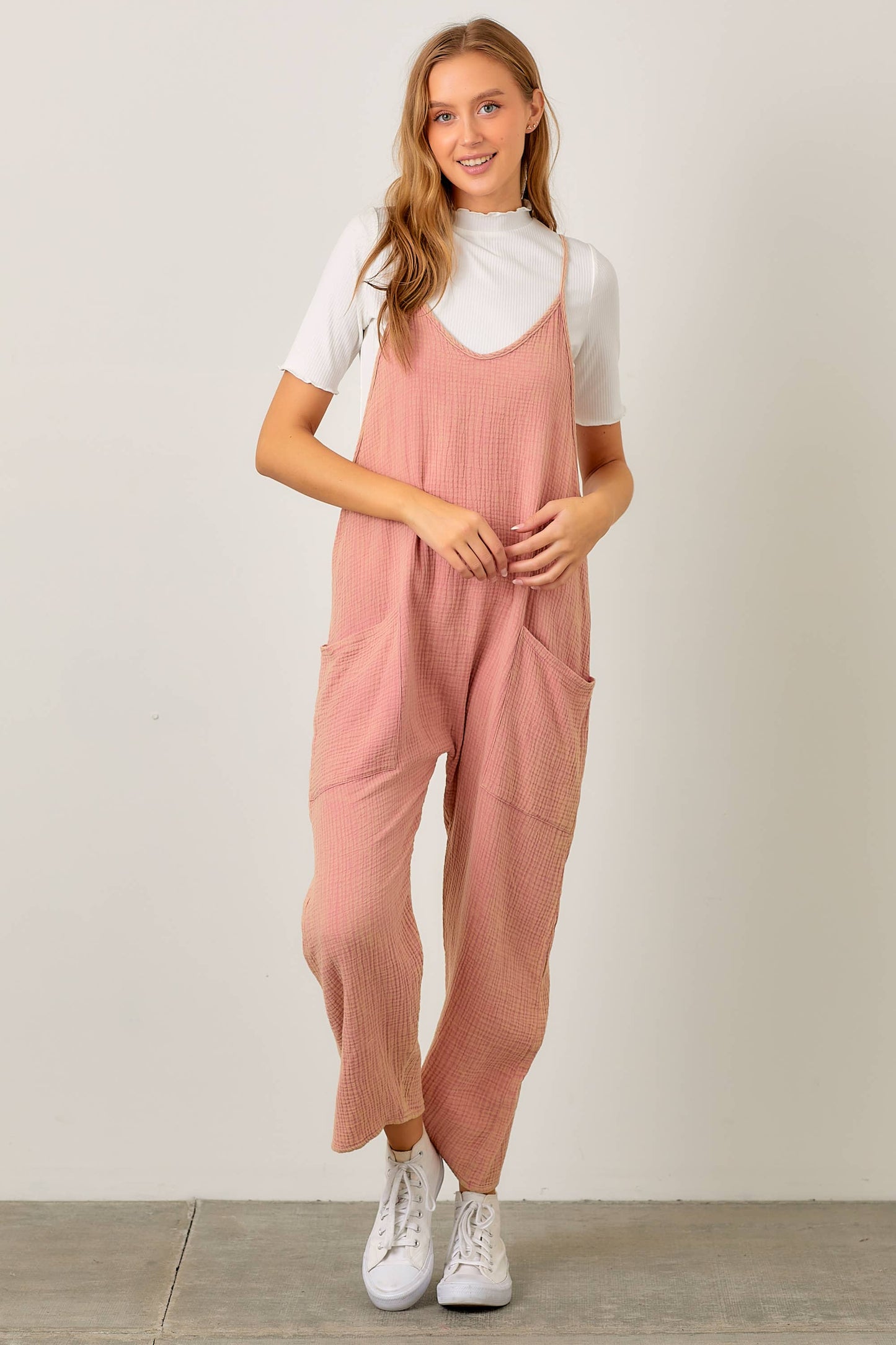 SPAGHETTI STRAP JUMPSUIT W/ POCKET DETAIL
