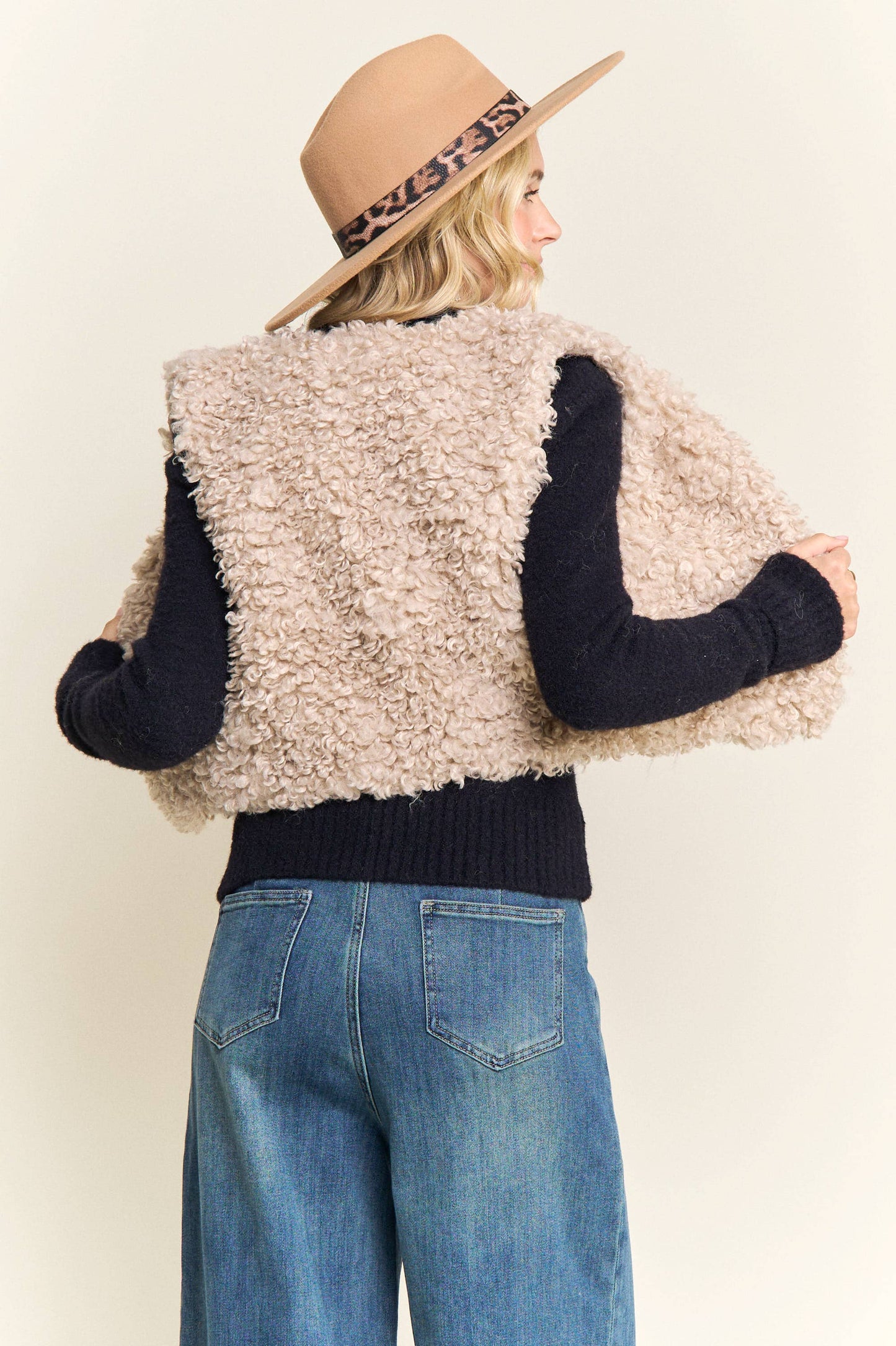 LEJ4199-FAUX FUR LUXE LONG VEST