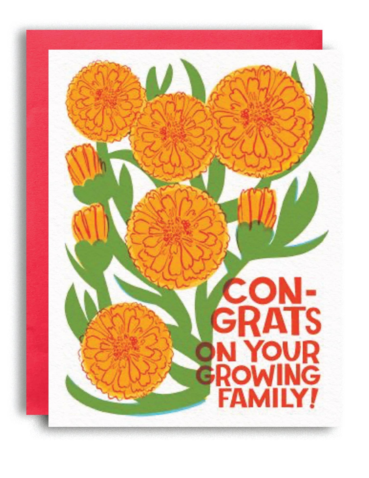 Growing Family Baby Gender Neutral Risograph Greeting Card