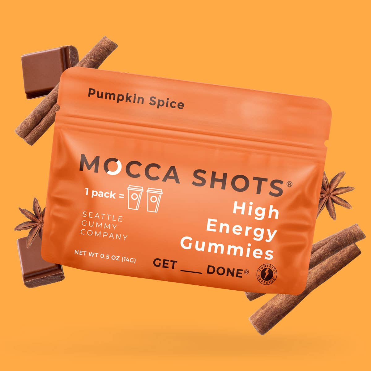 Halloween Mocca Shots Pumpkin Spice Caffeine Gummy | 12-Pack