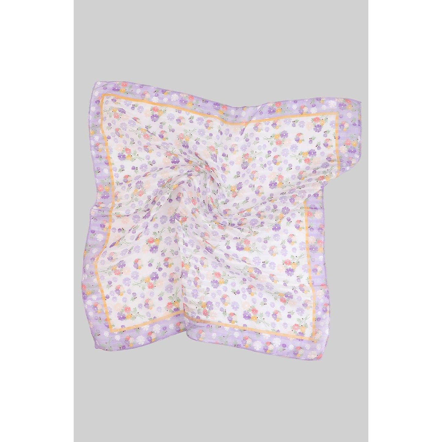 SHEER MULTI COLORED FLOWER PRINT SQUARE SCARF