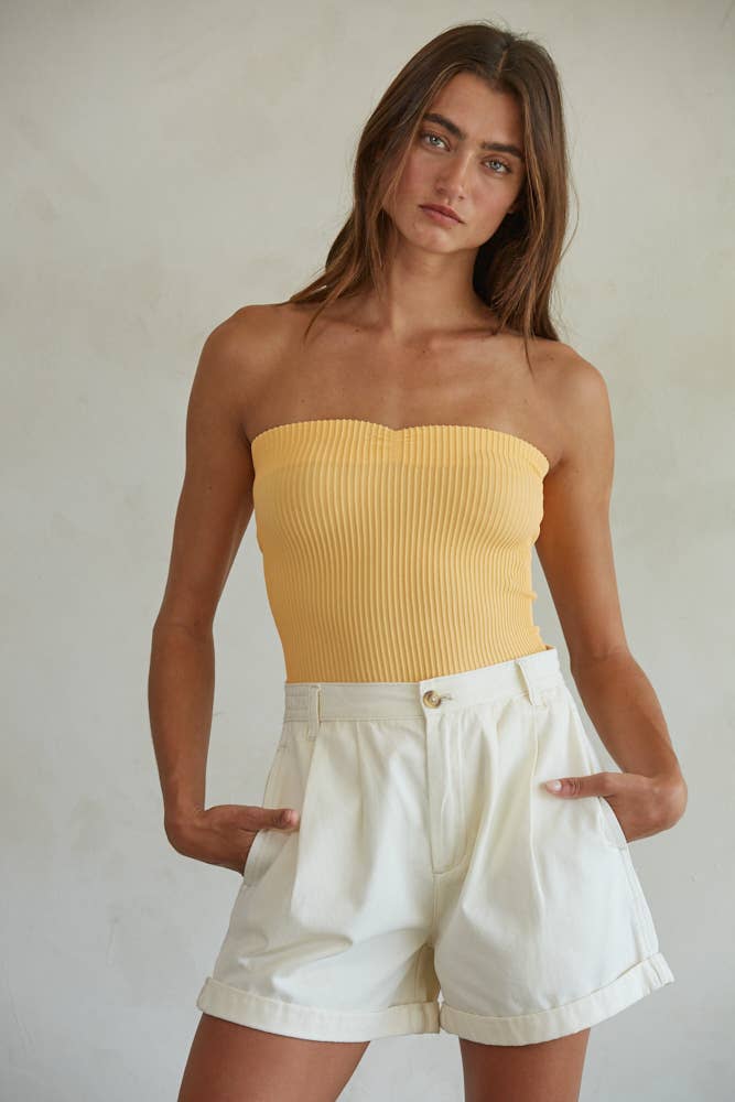 S1188N | Sweetheart Neckline Seamless Ribbed Tube Top