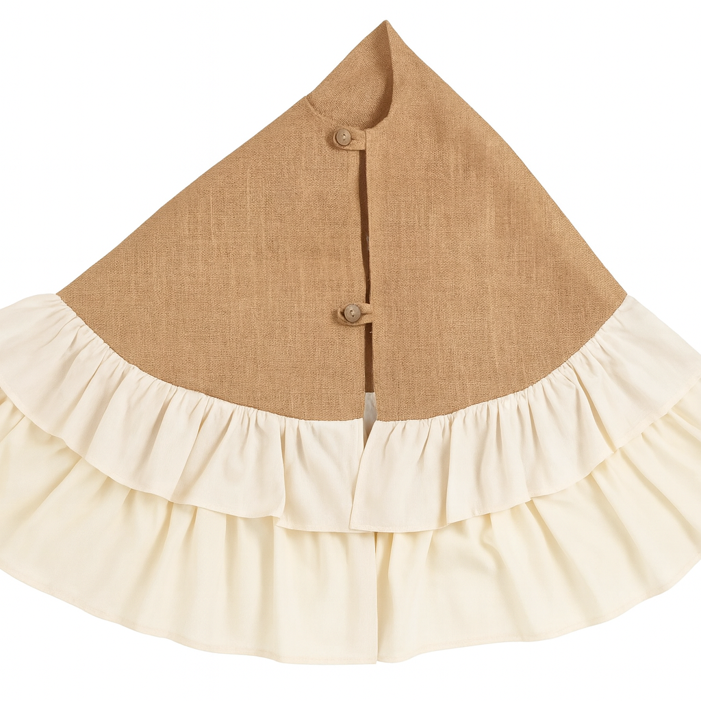 Natural Cotton Jute Ruffle 56" Round Christmas Tree Skirt