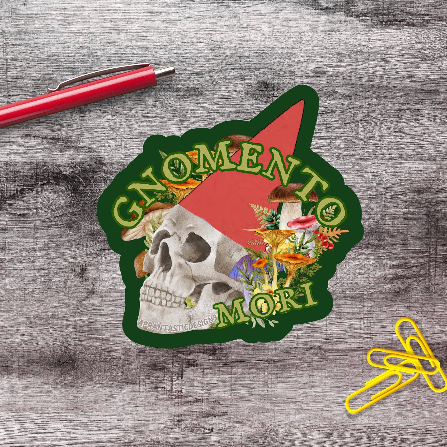 Gnome Memento Mori Skull Vinyl Sticker