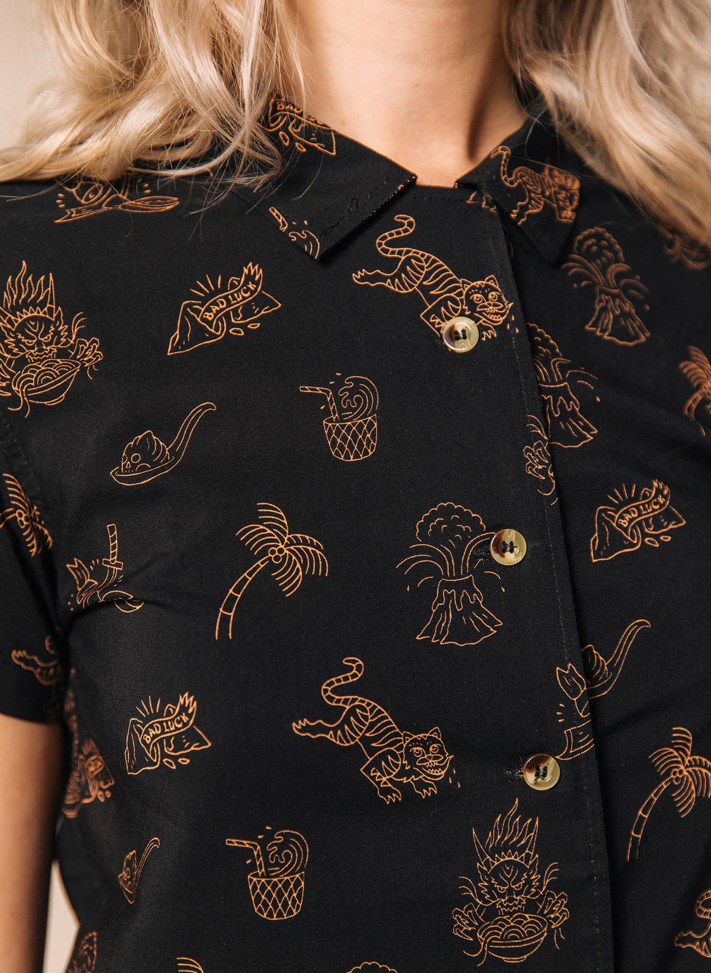 Spicy Noods Casual Button Down Shirt Men Women Food