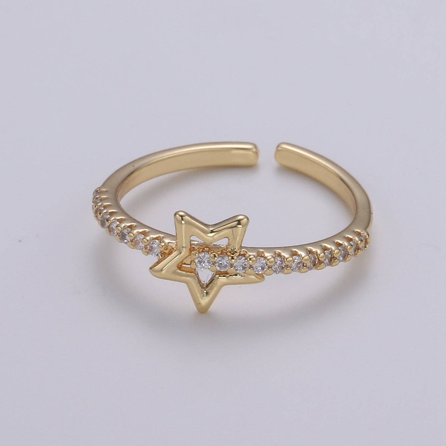 1pc Star of the Universe 18k Gold Ring, CZ Milky way Adjustable Gold Ring, Simple Ring, Circle Ring R490