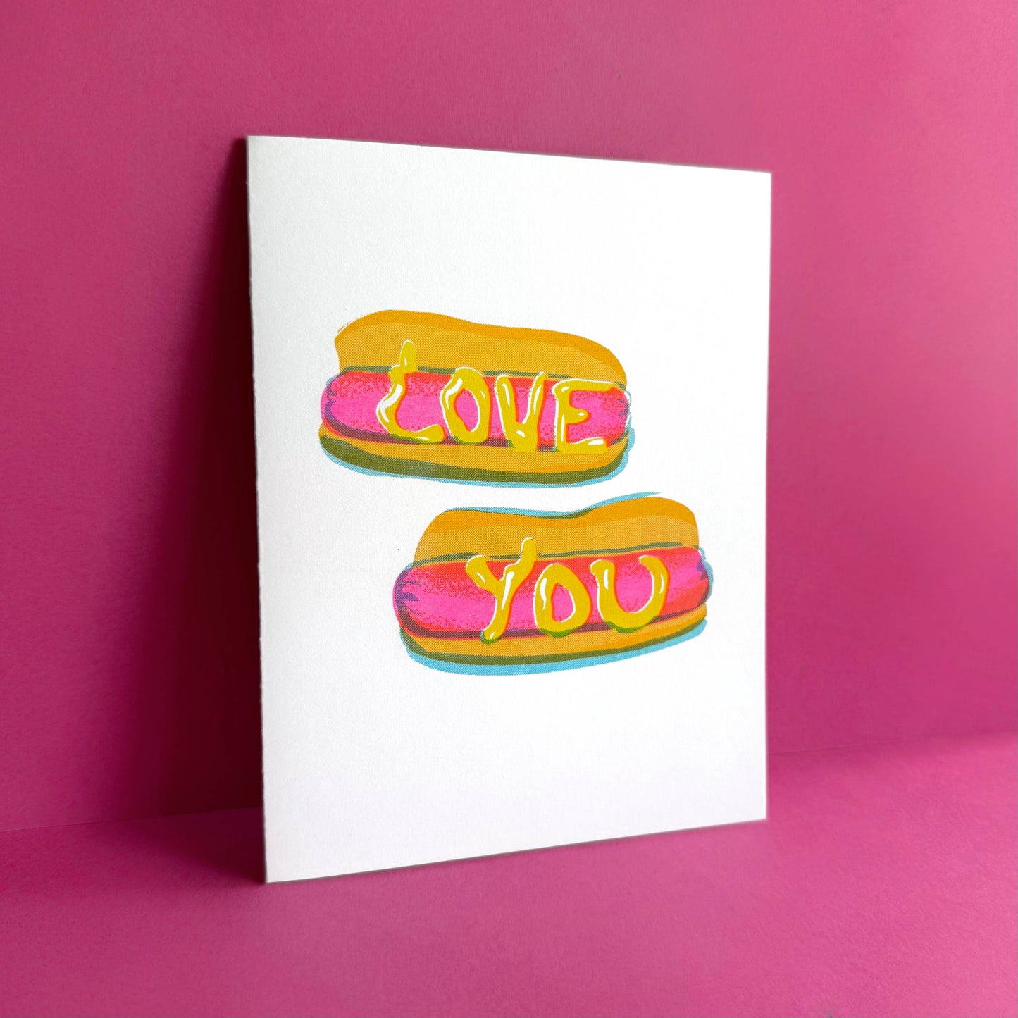 Hot Dog Love Risograph Love Card