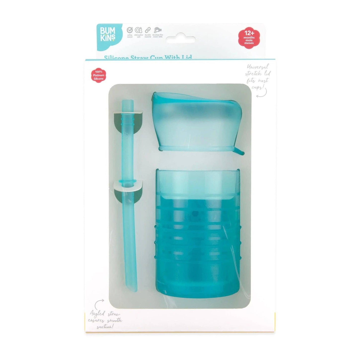 Silicone Straw Cup with Lid: Blue