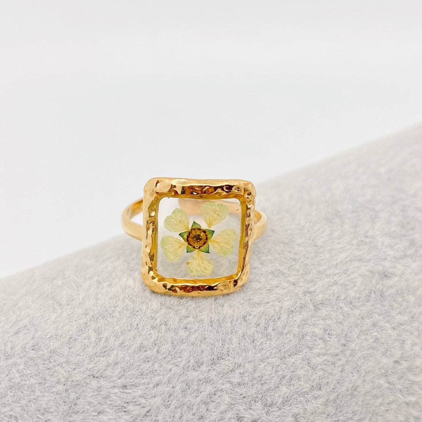 18K Gold Plated Stainless Steel Floral Ring - FGS/PDF