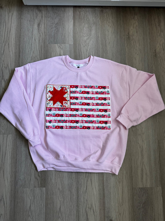Cottage core American Flag  XL Pink